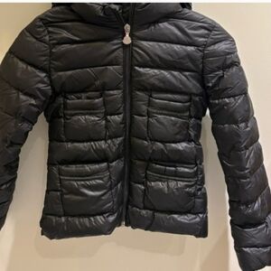 Moncler Black Quilted Jacket with Logo Patch